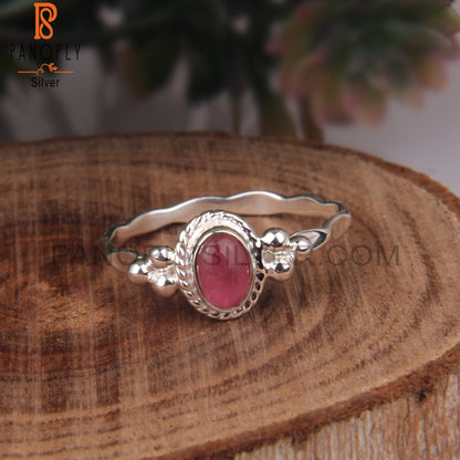 Pink Tourmaline Oval Shape 925 Sterling Silver Ring