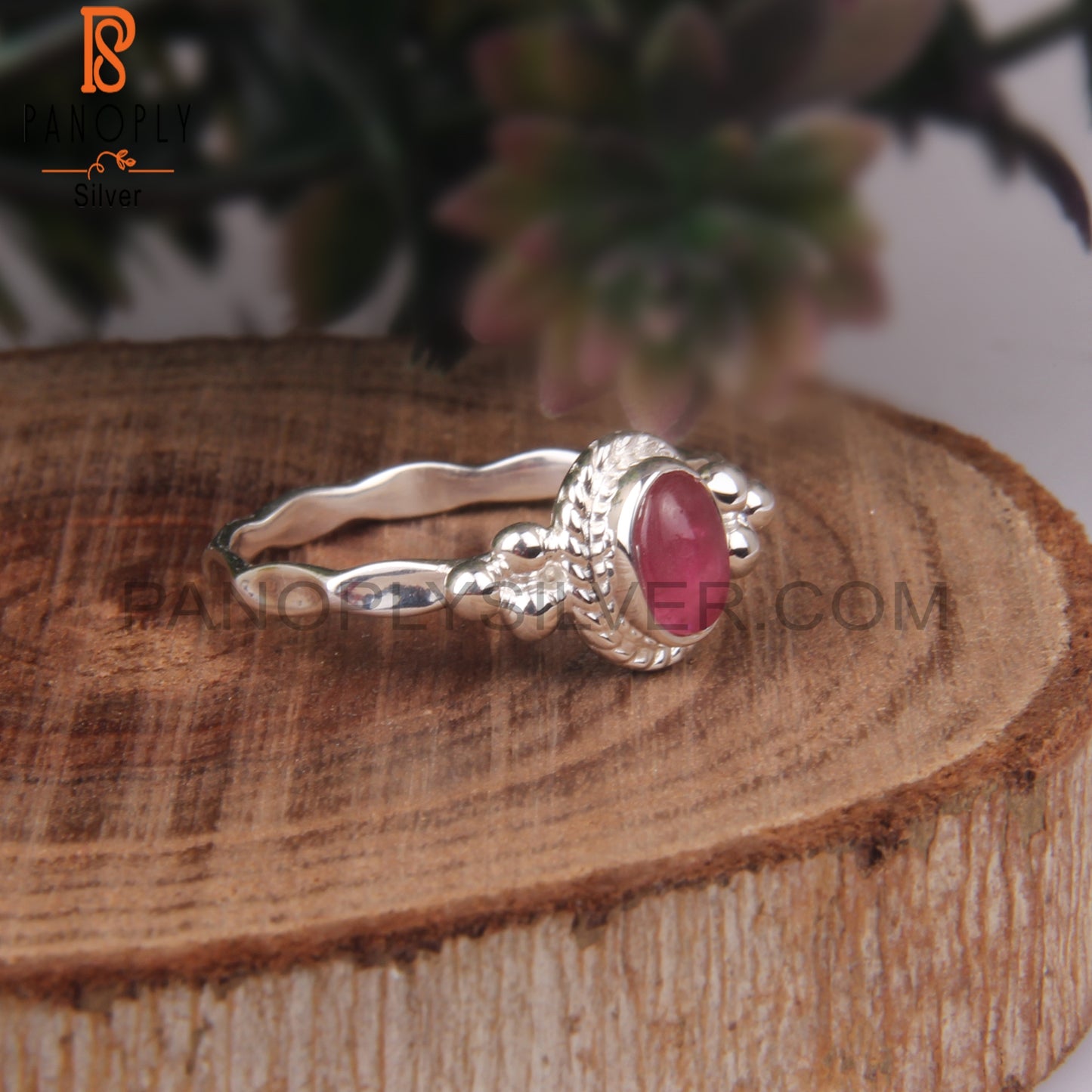 Pink Tourmaline Oval Shape 925 Sterling Silver Ring