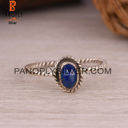 Corundum Blue Cultured Oval Shape 925 Sterling Silver Ring