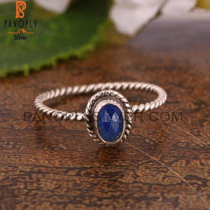 Corundum Blue Cultured Oval Shape 925 Sterling Silver Ring