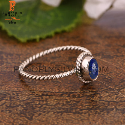 Corundum Blue Cultured Oval Shape 925 Sterling Silver Ring