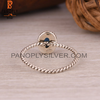 Corundum Blue Cultured Oval Shape 925 Sterling Silver Ring