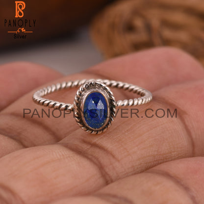 Corundum Blue Cultured Oval Shape 925 Sterling Silver Ring