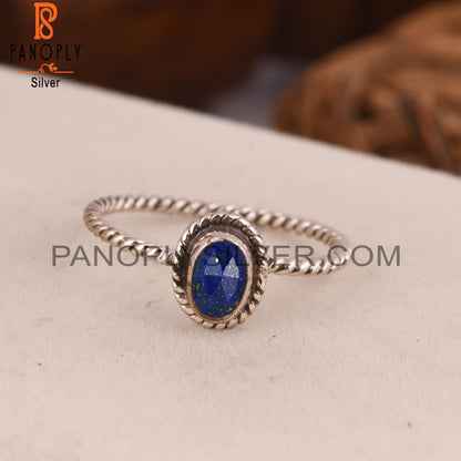 Corundum Blue Cultured Oval Shape 925 Sterling Silver Ring