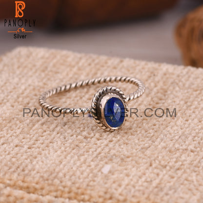 Corundum Blue Cultured Oval Shape 925 Sterling Silver Ring