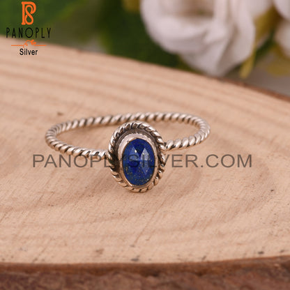 Corundum Blue Cultured Oval Shape 925 Sterling Silver Ring
