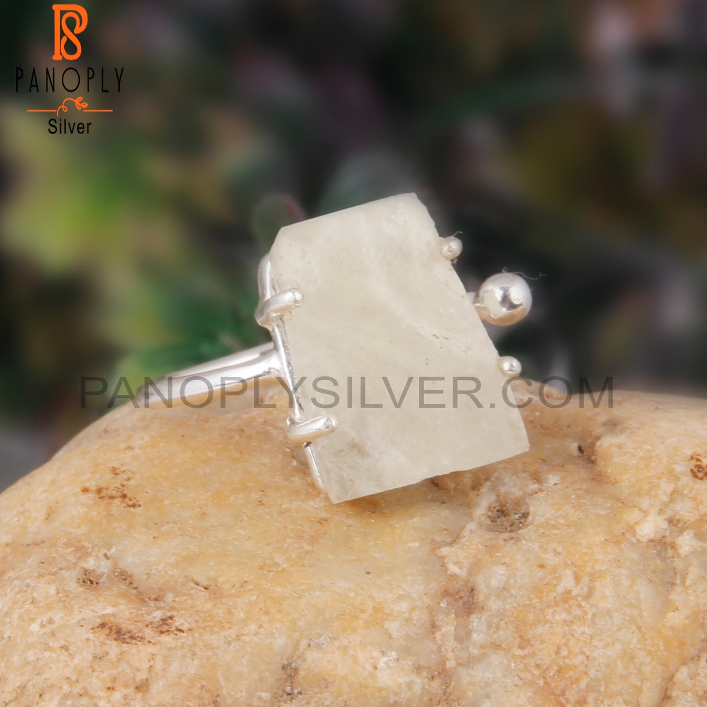 Libyan Desert Glass Sterling Silver Engagement Ring