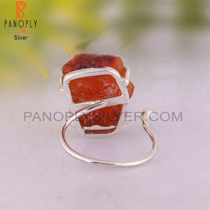 Carnelian 925 Sterling Silver Statement Ring