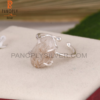 Herkimer Diamond Adjustable Prong Set 925 Sterling Silver Ring