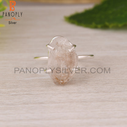 Herkimer Diamond Adjustable Prong Set 925 Sterling Silver Ring