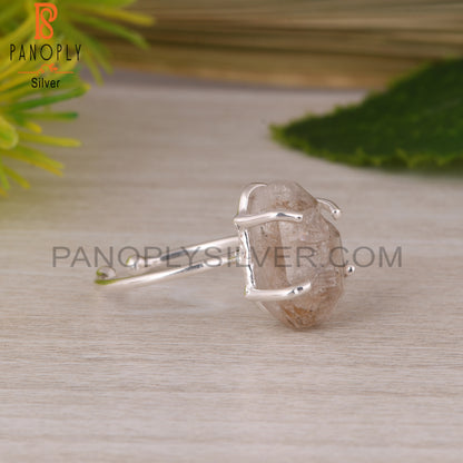 Herkimer Diamond Adjustable Prong Set 925 Sterling Silver Ring