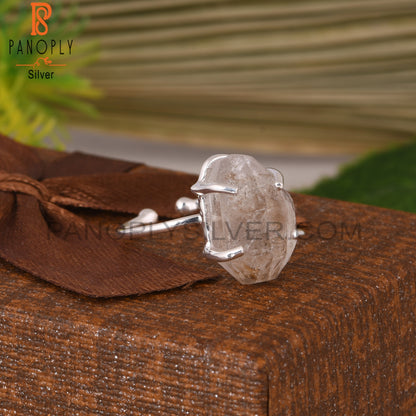 Herkimer Diamond Adjustable Prong Set 925 Sterling Silver Ring