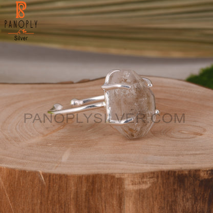 Herkimer Diamond Adjustable Prong Set 925 Sterling Silver Ring