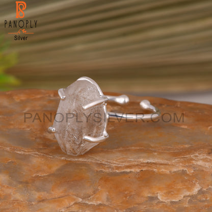 Herkimer Diamond Adjustable Prong Set 925 Sterling Silver Ring
