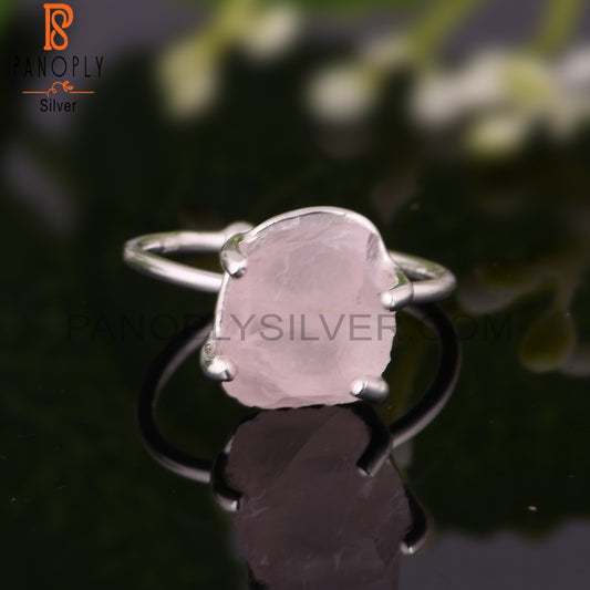 Rose Quartz 925 Sterling Silver Ring Gift
