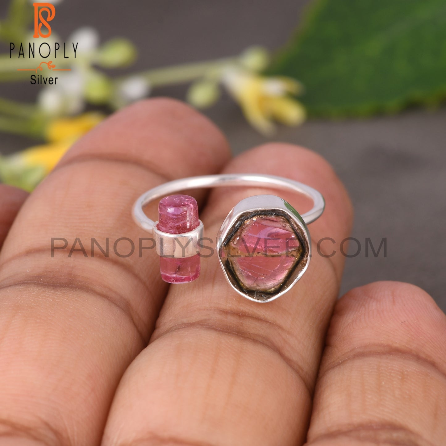 Bio Tourmaline 925 Sterling Silver Fancy Ring