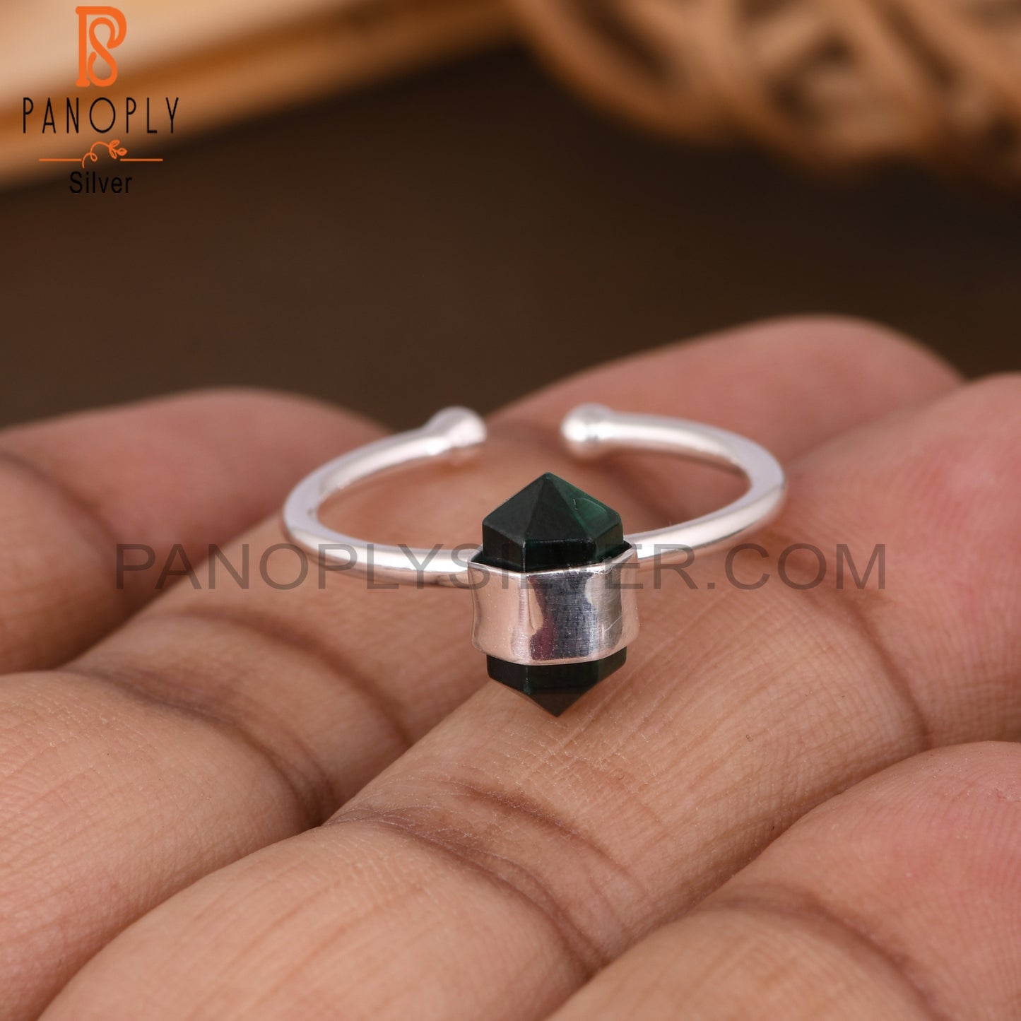 Malachite Pencil 925 Sterling Silver Ring