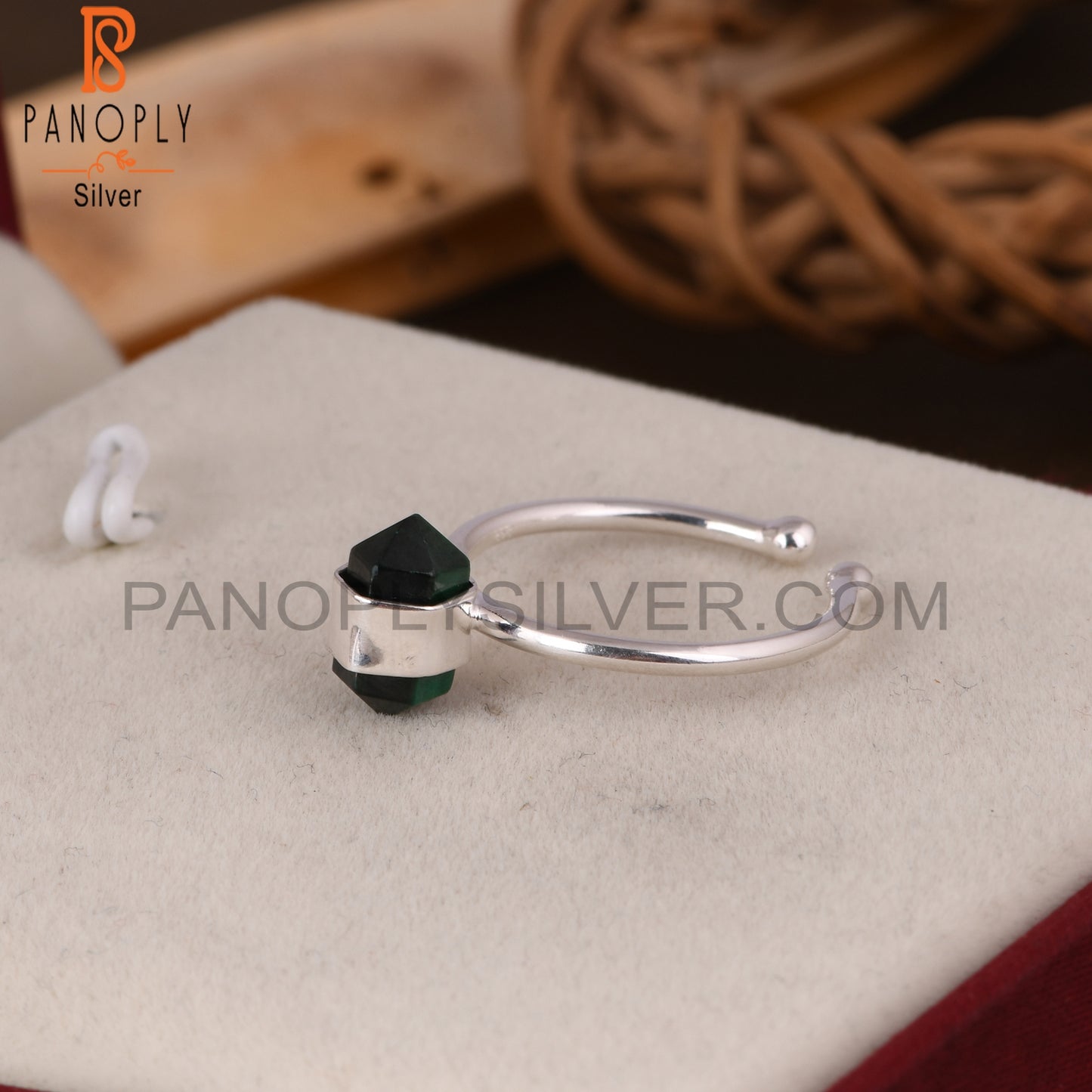 Malachite Pencil 925 Sterling Silver Ring