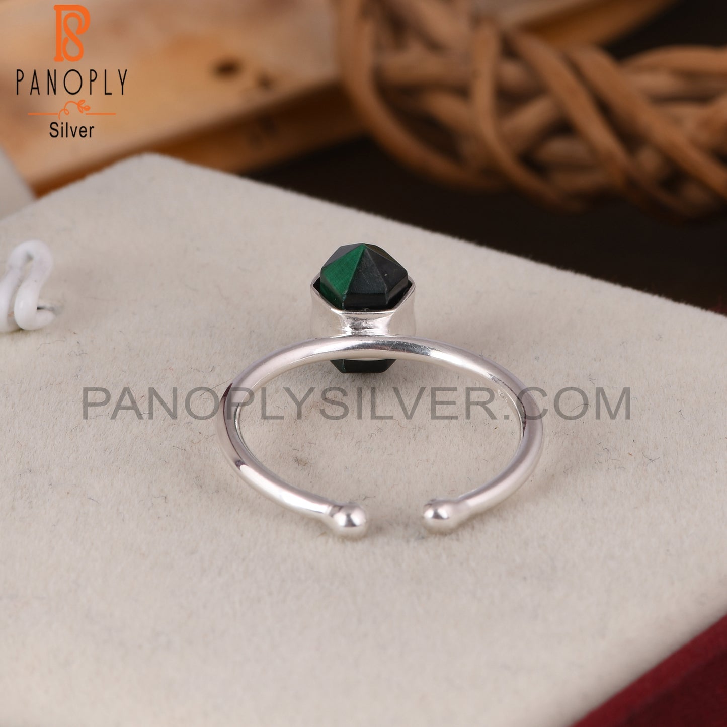 Malachite Pencil 925 Sterling Silver Ring