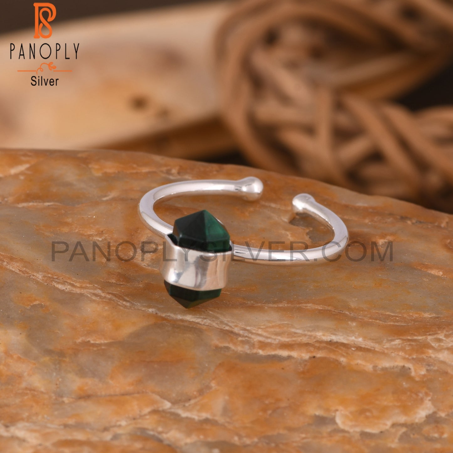 Malachite Pencil 925 Sterling Silver Ring