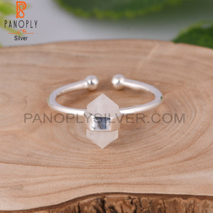 Rainbow Moonstone Pencil 925 Sterling Silver Ring