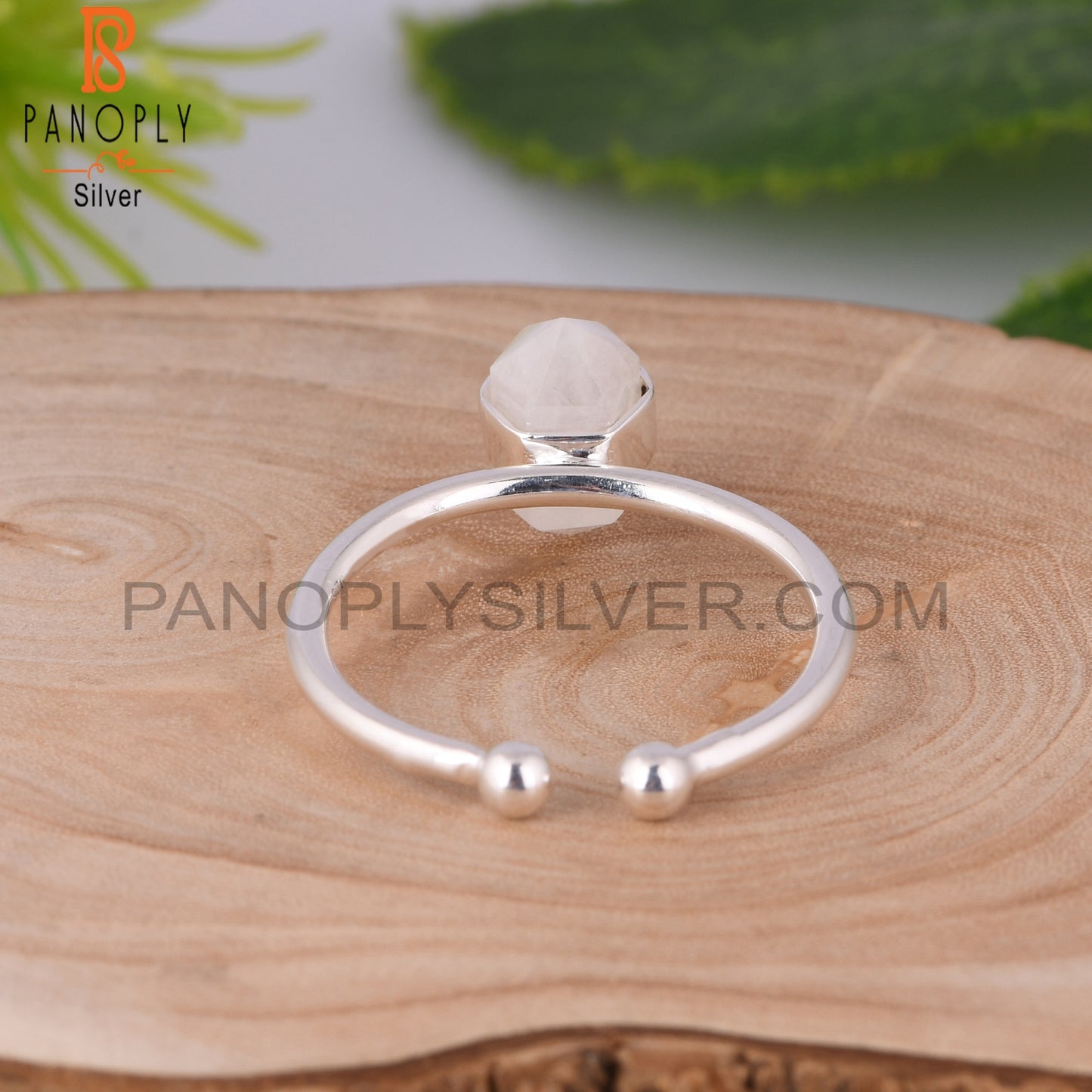 Rainbow Moonstone Pencil 925 Sterling Silver Ring