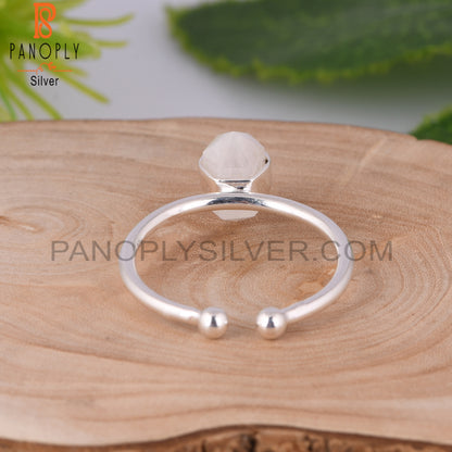 Rainbow Moonstone Pencil 925 Sterling Silver Ring