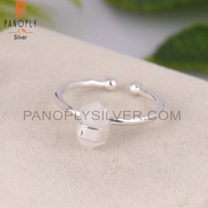 Rainbow Moonstone Pencil 925 Sterling Silver Ring