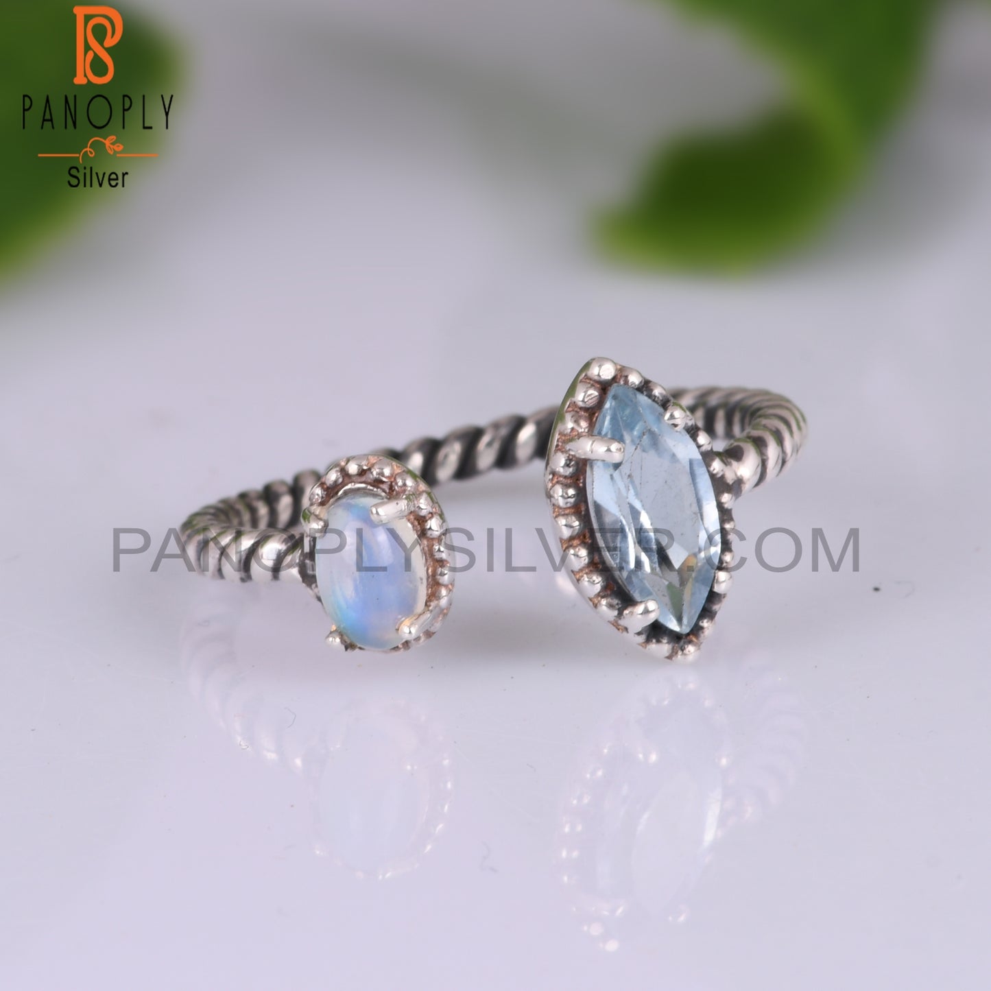 Ethiopian Opal & Blue Topaz 925 Sterling Silver Ring