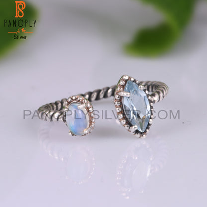 Ethiopian Opal & Blue Topaz 925 Sterling Silver Ring
