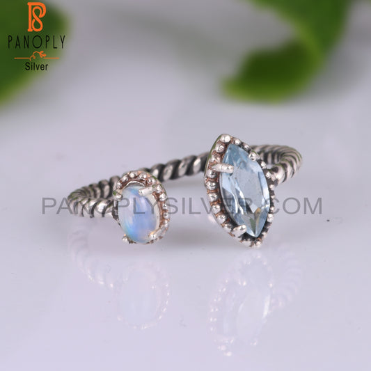 Ethiopian Opal & Blue Topaz 925 Sterling Silver Ring