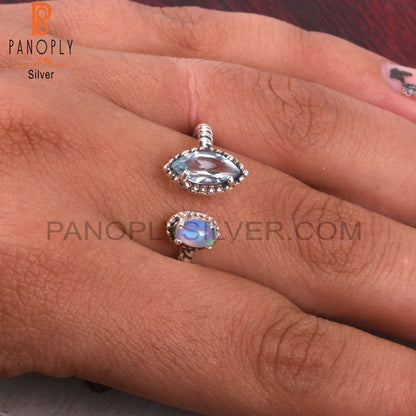 Ethiopian Opal & Blue Topaz 925 Sterling Silver Ring