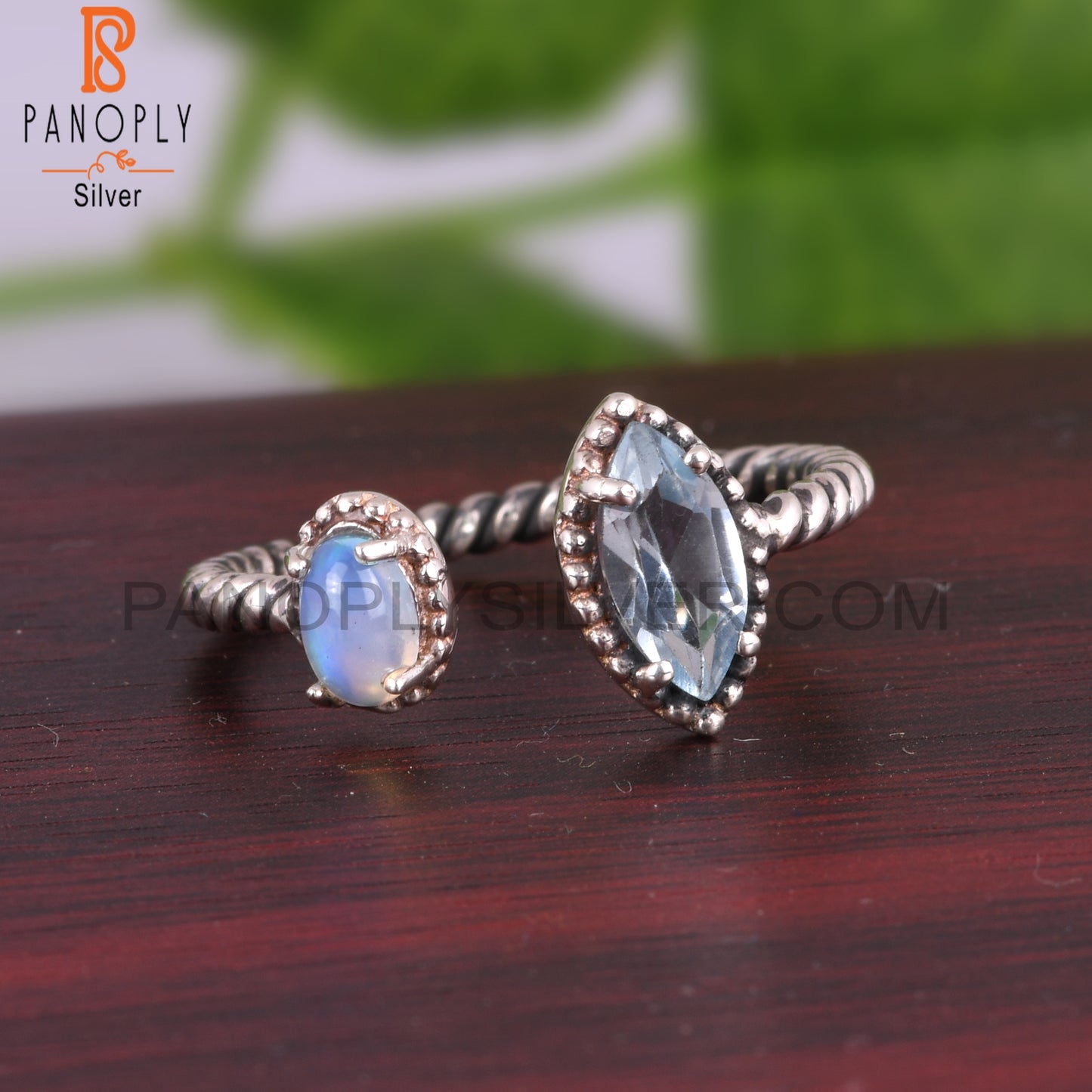 Ethiopian Opal & Blue Topaz 925 Sterling Silver Ring