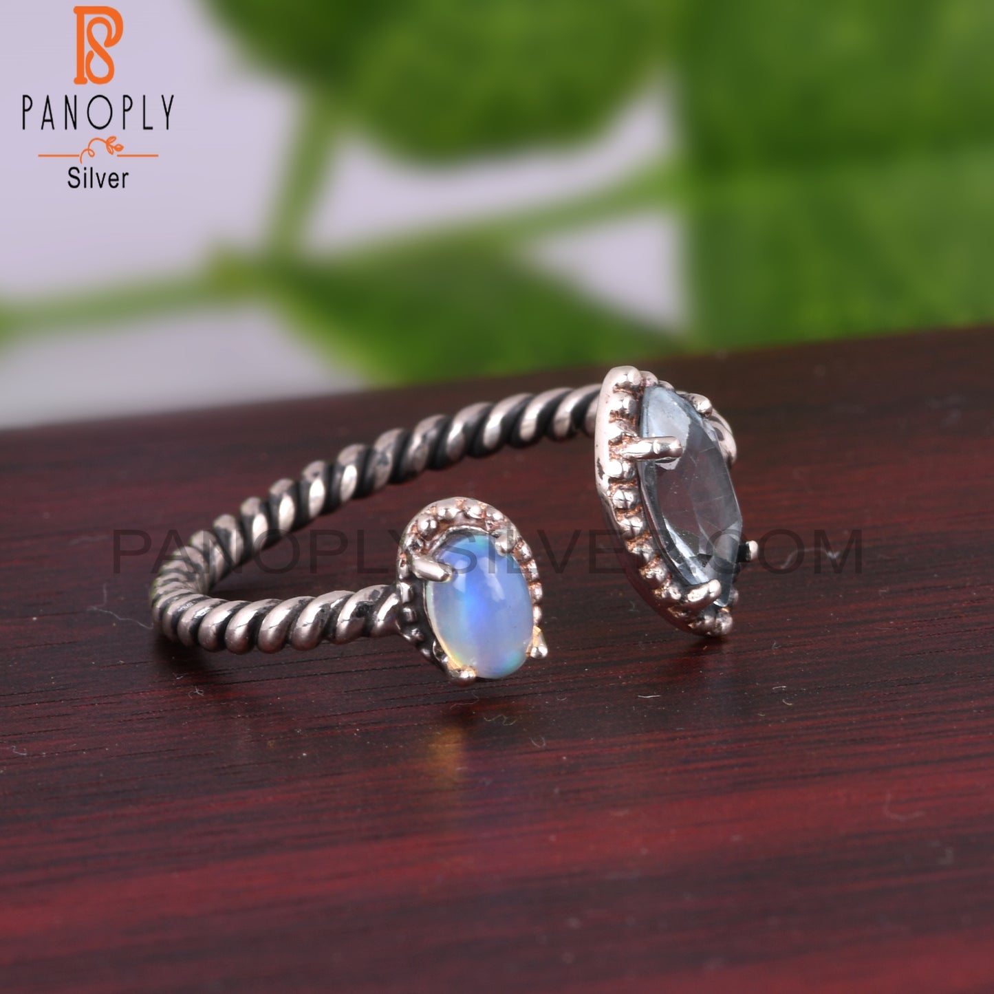 Ethiopian Opal & Blue Topaz 925 Sterling Silver Ring
