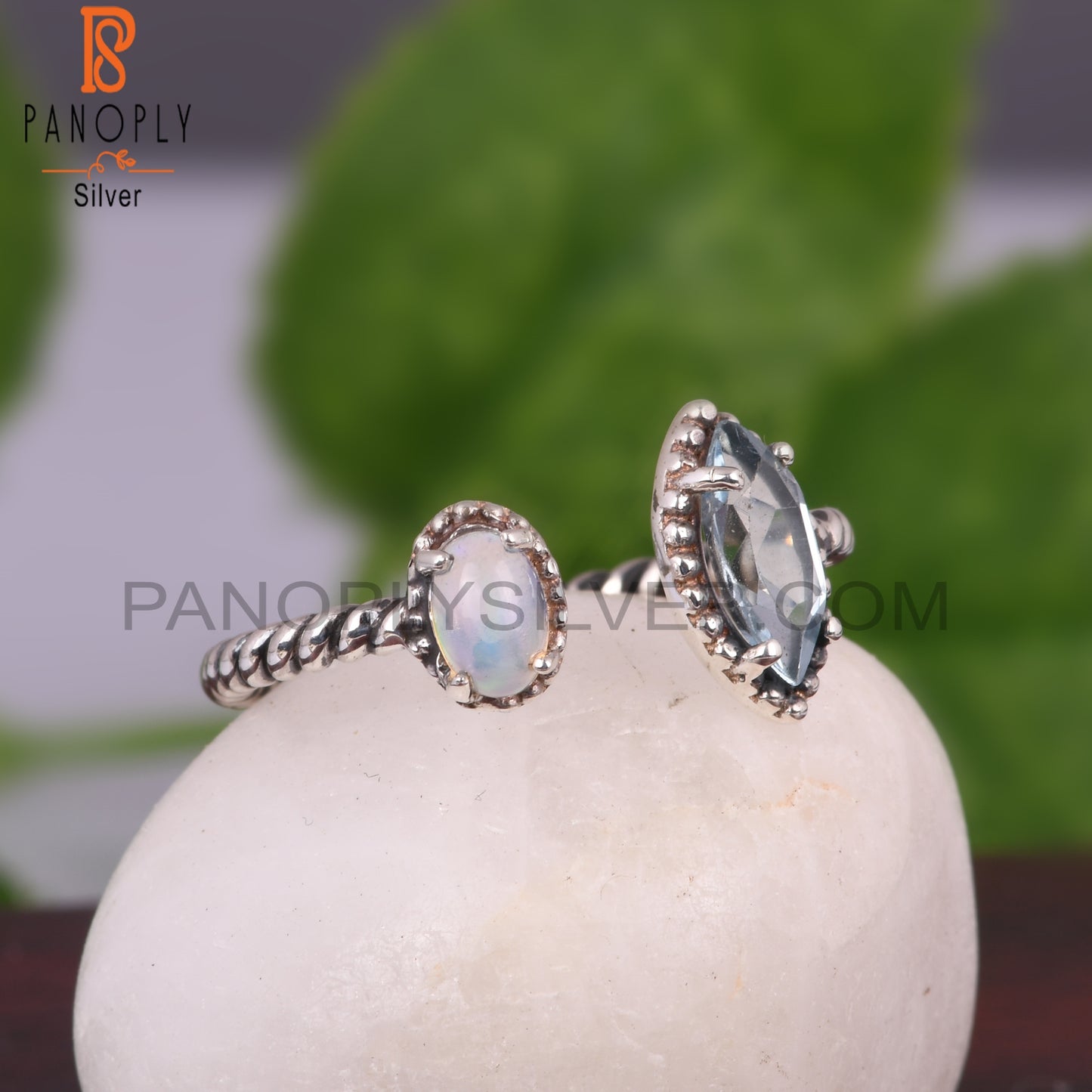 Ethiopian Opal & Blue Topaz 925 Sterling Silver Ring