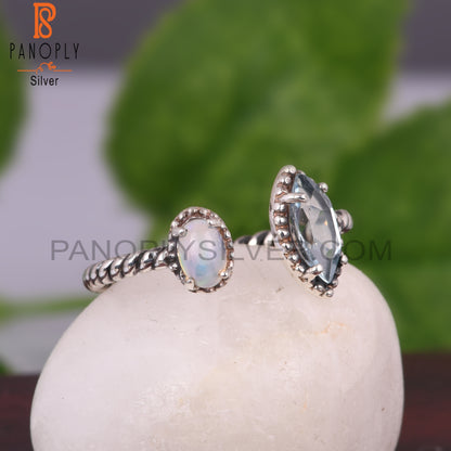 Ethiopian Opal & Blue Topaz 925 Sterling Silver Ring