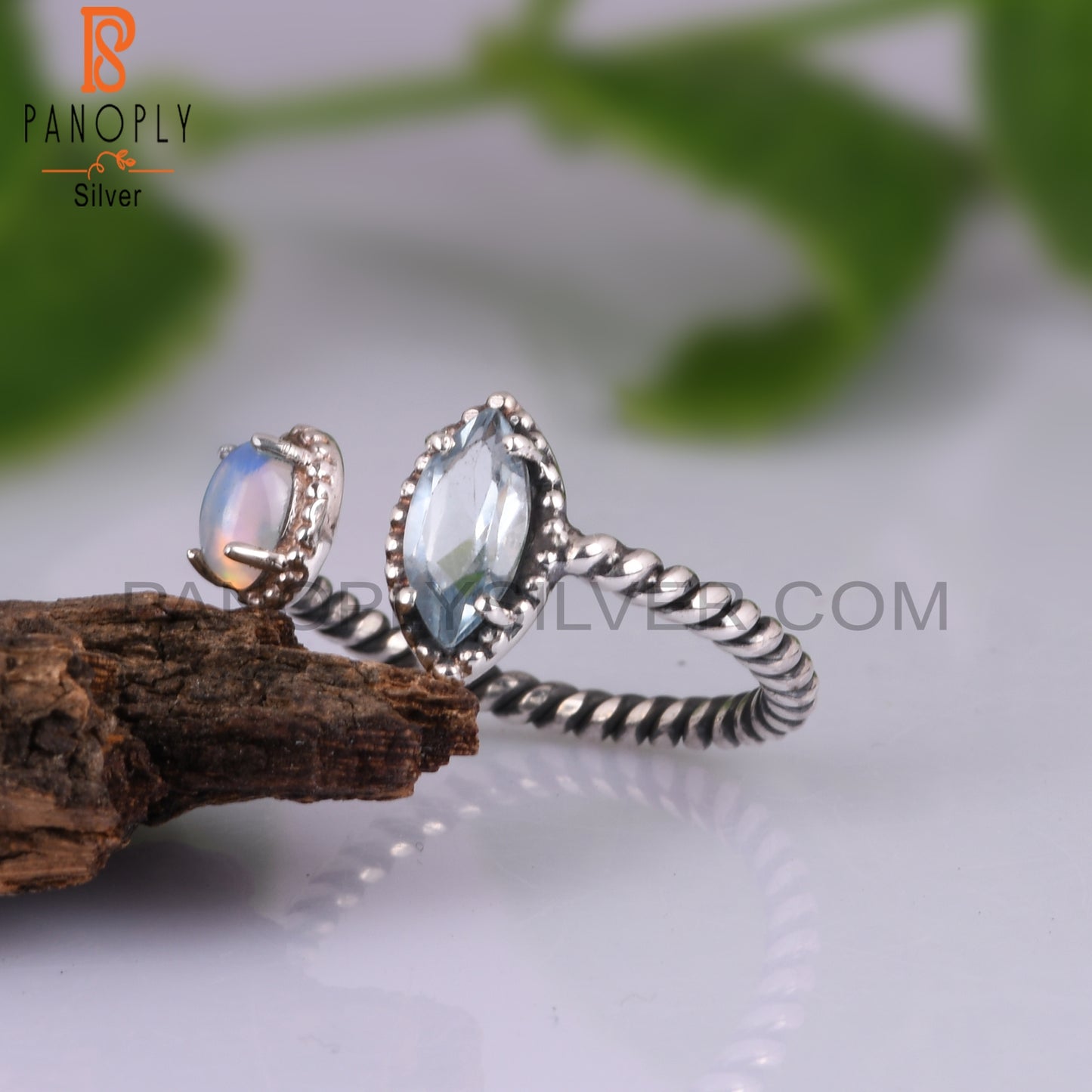 Ethiopian Opal & Blue Topaz 925 Sterling Silver Ring
