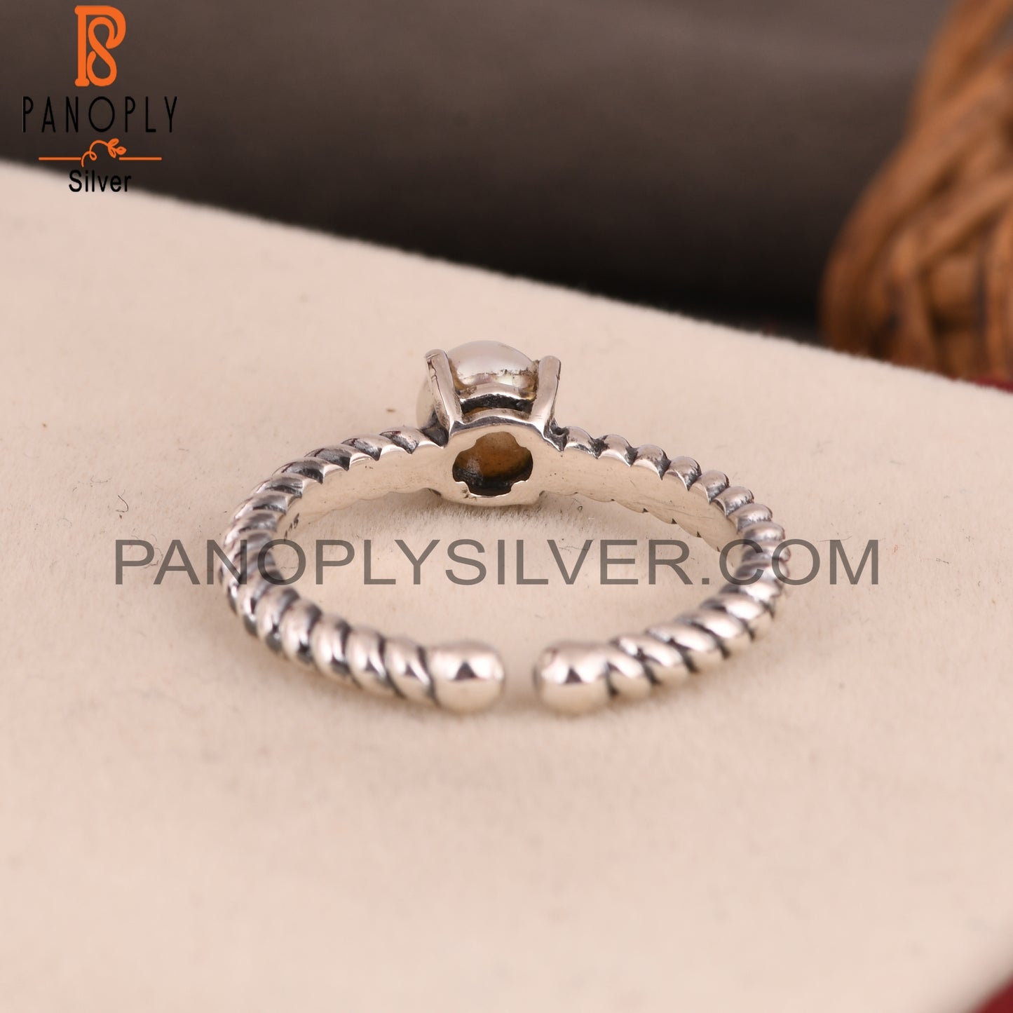 Pearl Round 925 Sterling Silver Ring, Ajustable Ring