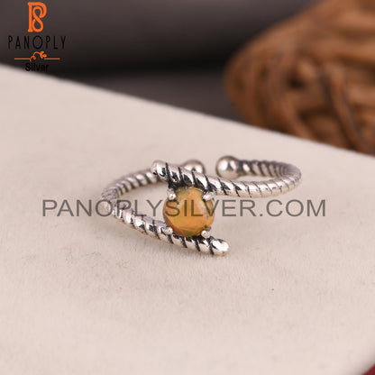Ethinopian Opal Round Shape 925 Sterling Silver Ring
