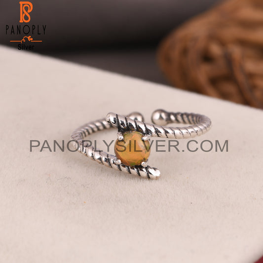 Ethinopian Opal Round Shape 925 Sterling Silver Ring
