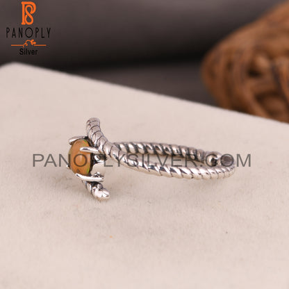 Ethinopian Opal Round Shape 925 Sterling Silver Ring