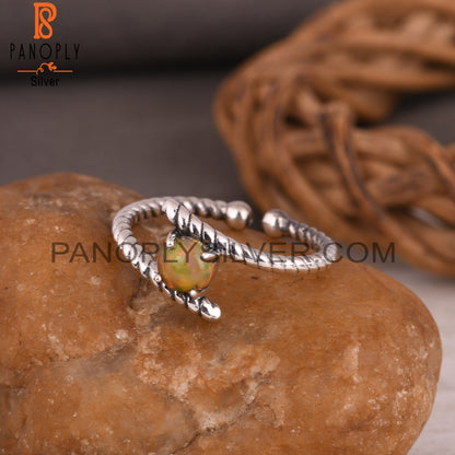Ethinopian Opal Round Shape 925 Sterling Silver Ring