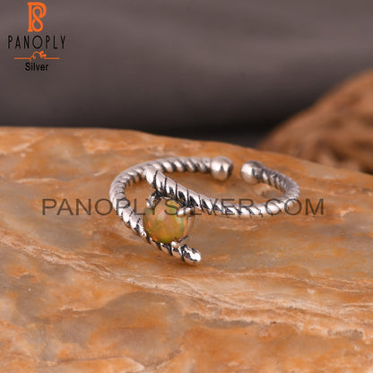 Ethinopian Opal Round Shape 925 Sterling Silver Ring