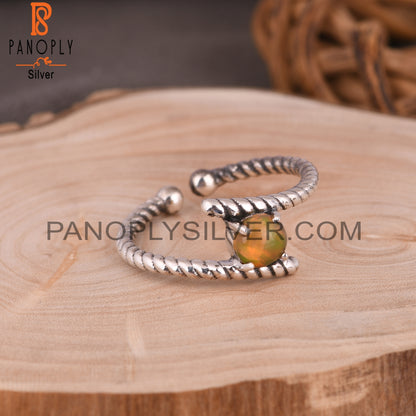 Ethinopian Opal Round Shape 925 Sterling Silver Ring