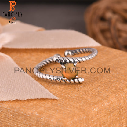 Ethinopian Opal Round Shape 925 Sterling Silver Ring