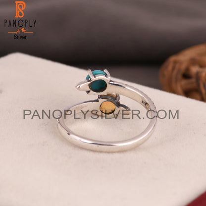 Ethiopian Opal & Arizona Turquoise 925 Sliver Ring