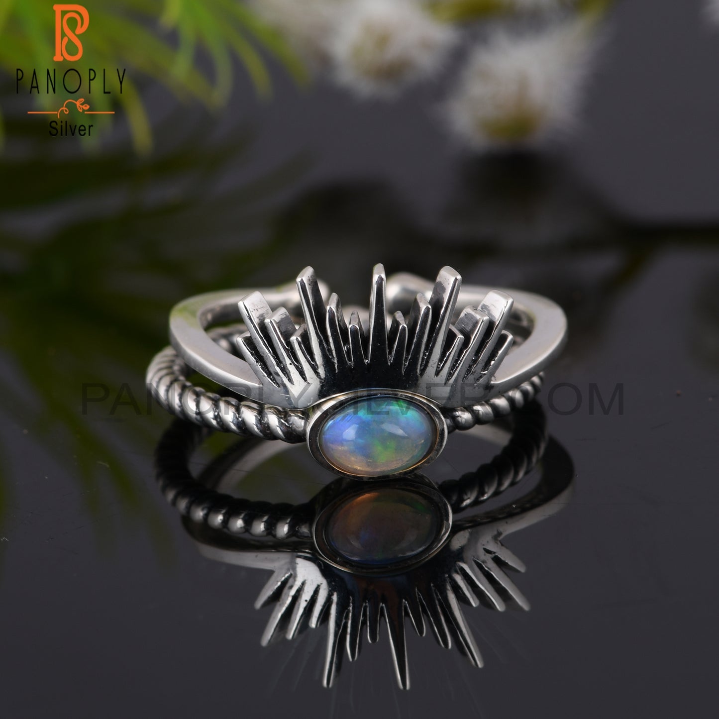 Ethiopian Opal Oval Shape 925 Sterling Silver Women’s Ring