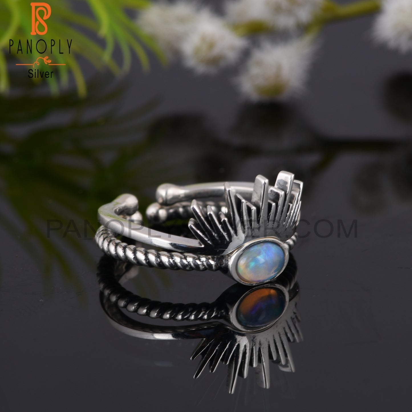 Ethiopian Opal Oval Shape 925 Sterling Silver Women’s Ring