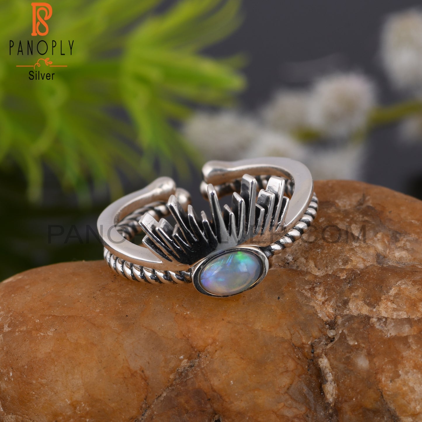 Ethiopian Opal Oval Shape 925 Sterling Silver Women’s Ring