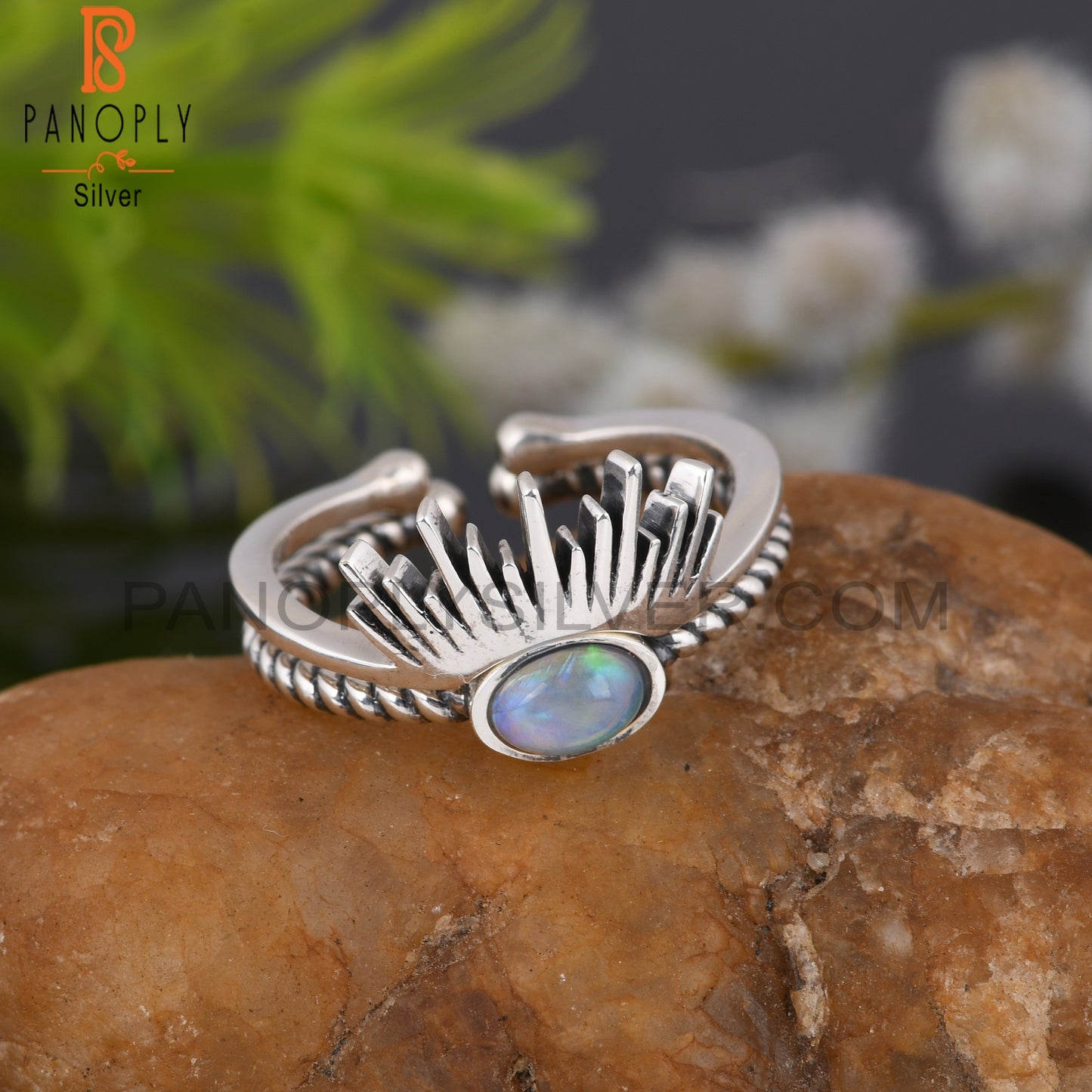 Ethiopian Opal Oval Shape 925 Sterling Silver Women’s Ring